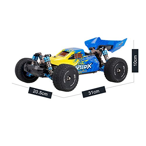 Goolsky Coche teledirigido F16 1/14, marco de aleación 4WD Offroad Car 60 km/h, coche de carreras de alta velocidad 1600 mAh, batería 2,4 GHz RC Buggy Drift Car