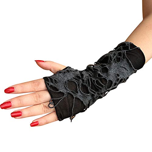 Guantes de tela con diseño de pavo real para mujer, disfraz de Halloween para disfraz de bruja, Guantes de mendiant, Talla única