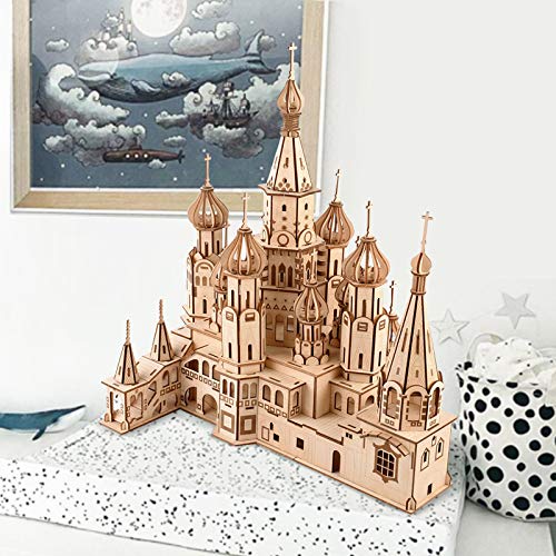 GuDoQi Puzzle 3D Madera, Maqueta de Catedral de San Basilio para Montar, Rompecabezas Madera 3D para Construir, Kit de Manualidades DIY, Juguete de Montaje, Pasatiempos para Adultos