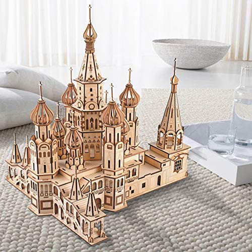 GuDoQi Puzzle 3D Madera, Maqueta de Catedral de San Basilio para Montar, Rompecabezas Madera 3D para Construir, Kit de Manualidades DIY, Juguete de Montaje, Pasatiempos para Adultos