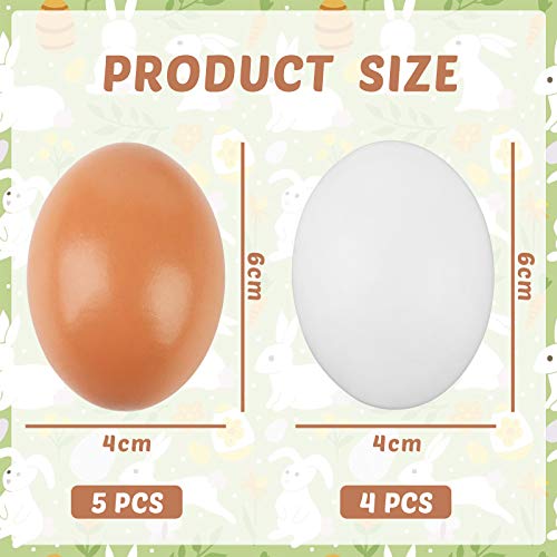 HAKACC Easter Eggs Wooden Fake Eggs 9 Pieces 2 Colors