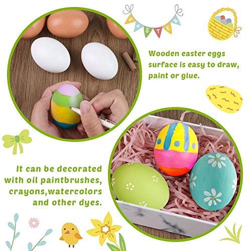 HAKACC Easter Eggs Wooden Fake Eggs 9 Pieces 2 Colors