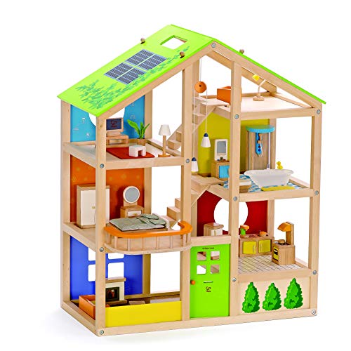 Hape Casa de muñecas Madera Grande con Muebles (Barrutoys HAP-E3401) + Chambre D'Enfant