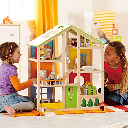 Hape Casa de muñecas Madera Grande con Muebles (Barrutoys HAP-E3401) + Chambre D'Enfant