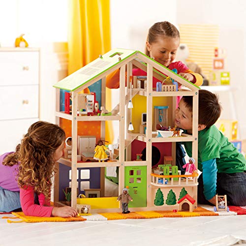 Hape Casa de muñecas Madera Grande con Muebles (Barrutoys HAP-E3401) + Chambre D'Enfant