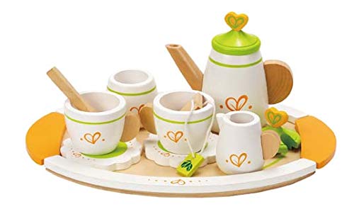 Hape Hape Set de Té para Dos de madera, Juego de té de Madera para Niños y Niñas, Set de Accesorios de Cocina que Incluye 2 Tazas, 2 Platos Pequeños, 1 Cuchara y 1 Bandeja para Servir