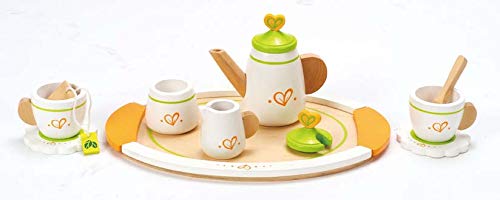 Hape Hape Set de Té para Dos de madera, Juego de té de Madera para Niños y Niñas, Set de Accesorios de Cocina que Incluye 2 Tazas, 2 Platos Pequeños, 1 Cuchara y 1 Bandeja para Servir