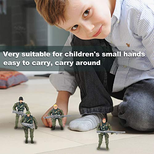 Hautton 8 pcs. Conjunto de Hombres del Ejército de Juguete Figuras de Acción Militar de Plástico con Soldados, Tanque, Avión, Helicóptero, Bandera, Valla y Accesorios de Campo de Batalla para Niños