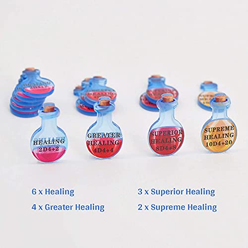 Healing Potion Tokens - Juego de 15 accesorios DND para mazmorras y dragones