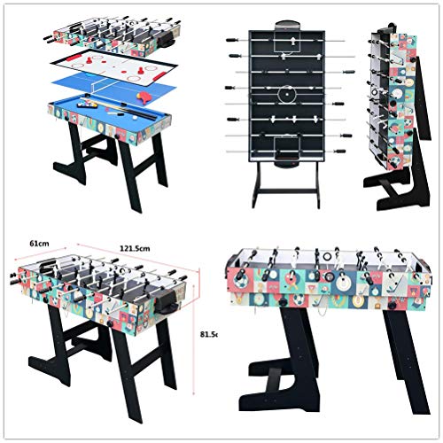 HLC - Mesa multijuegos 4 en 1, mesa de billar, tenis de mesa, hockey y futbolín, con patas plegables