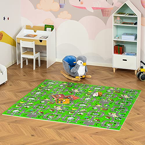 HOMCOM Alfombra Puzzle Infantil con 36 Piezas 31,5x31,5x1 cm Juego Rompecabezas Infantil Modelo Carreteras de Espuma EVA Área de Cobertura 3,24 m² Multicolor