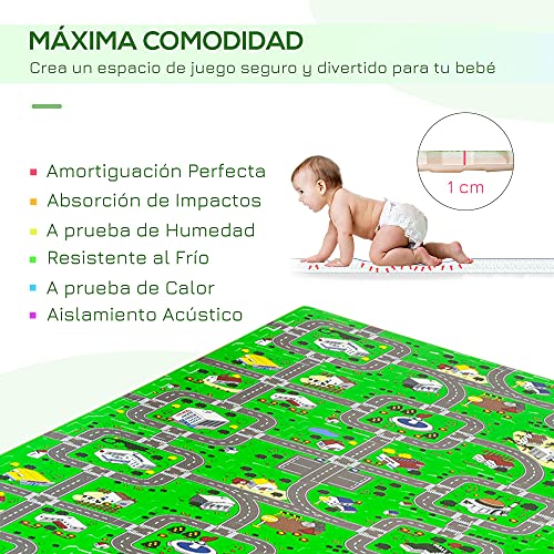 HOMCOM Alfombra Puzzle Infantil con 36 Piezas 31,5x31,5x1 cm Juego Rompecabezas Infantil Modelo Carreteras de Espuma EVA Área de Cobertura 3,24 m² Multicolor