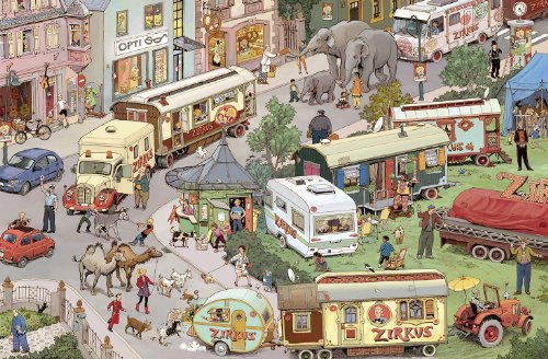 Im Zirkus: Eine Wimmelbilder-Geschichte. Vierfarbiges Pappbilderbuch