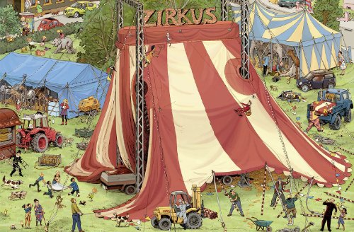 Im Zirkus: Eine Wimmelbilder-Geschichte. Vierfarbiges Pappbilderbuch