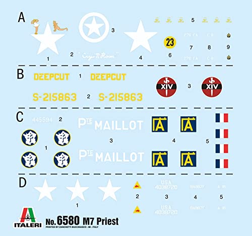 Italeri 1:35 US M-7 Priest Howitzer Self-Prop maquetas, Modelos, Manualidades, Hobby, Pegado, Juego de construcción de plástico, Color Verde Marino. (HC-6580)