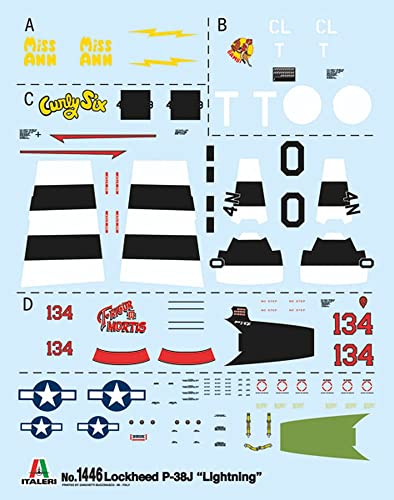 Italeri 1:72 US P-38J Lightning, maqueta, modelismo, Manualidades, Hobby, Pegar, Juego de construcción de plástico, detallado (1446S)