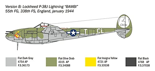 Italeri 1:72 US P-38J Lightning, maqueta, modelismo, Manualidades, Hobby, Pegar, Juego de construcción de plástico, detallado (1446S)