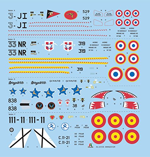 Italeri 2510S 1:32 Mirage III E/R-modelismo, Modelo de Suelo, Hobby, Pegado, Kit de plástico, detallado, Color Gray (2510)