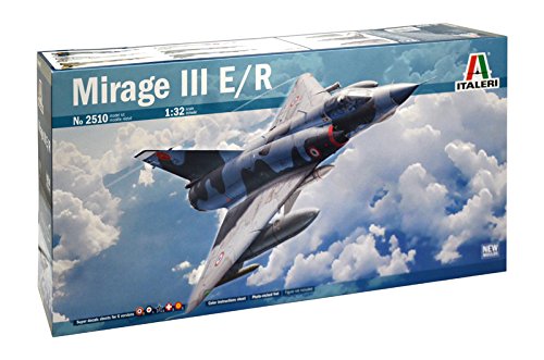 Italeri 2510S 1:32 Mirage III E/R-modelismo, Modelo de Suelo, Hobby, Pegado, Kit de plástico, detallado, Color Gray (2510)