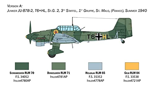 Italeri 2807S Junkers JU-87B Stuka Bat.o.Brit, maqueta, maqueta, modelismo, modelismo, Manualidades, aficiones, Pegado, Juego de construcción de plástico, detallado