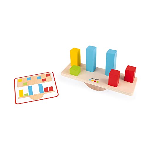 Janod - Essentiel - Los Pesos - Juego Educativo de Madera para Niños Pequeños - Aprender la Noción de Equilibrio - Pintura al Agua - A partir de 3 Años, J05063