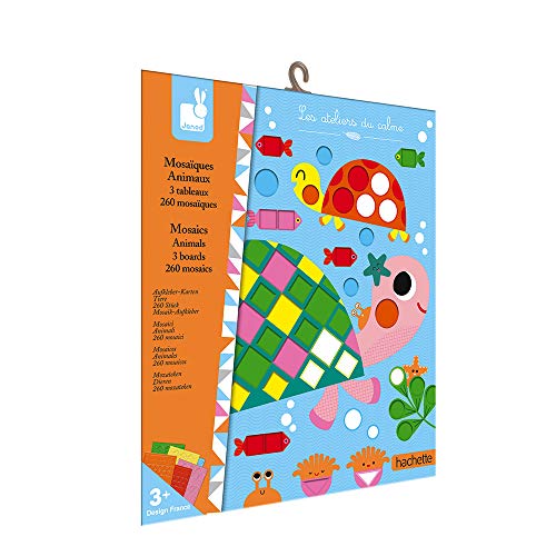 Janod - Estuche Mosaicos de Espuma Animales - Les Ateliers Du Calme - Kit Infantil de Manualidades Creativas - Desarrolla la Motricidad Fina y la Concentración - A partir de 3 Años, J07899