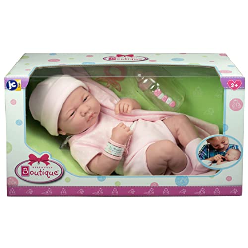 Jc Toys 102-18541 - Muñeca niña, Cuerpo de goma vestido rosa con lunares, 36 cm , color/modelo surtido