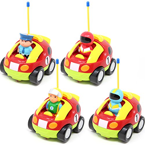 JOYIN Coches Teledirigidos con música Radio de Coches Cartoon Juguetes de Racer Policia Control Remoto Regalo de cumpleaños para niños 2 años 