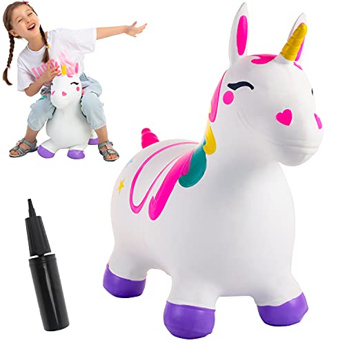 JOYIN Unicorn Bouncy Horse Kids Ride On Toy, Hopper Bouncy Unicornio, Hopping Animal Toy for Kids Toddlers Boys Girls Indoor Outdoor Bouncing Horse Riding Activities