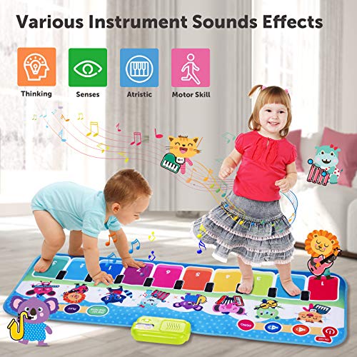 Joyjoz Alfombra de Piano con 90 Sonidos, Alfombra de Baile Musical para Bebe, Instrumentos Musicales Infantil, Juguetes Musicales para Bebés, Niños y Niñas de 1 a 5 Años (110*36cm) (110*36cm)