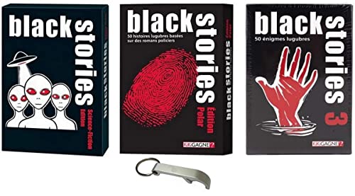 Juego de 3 juegos Black Stories: Science Ficción + Edition Polar + Black Stories 3 + 1 Yoyo Blumie.