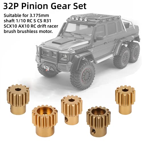 Juego de Engranajes de Piñón 32P, 12T/13T/14T/15T/16T Kit de Engranajes de Motor de Automóvil RC Adecuado para Eje de 3.175 mm 1/10 RC S CS R31 SCX10 AX10 RC Drift Racer Motor sin Escobillas