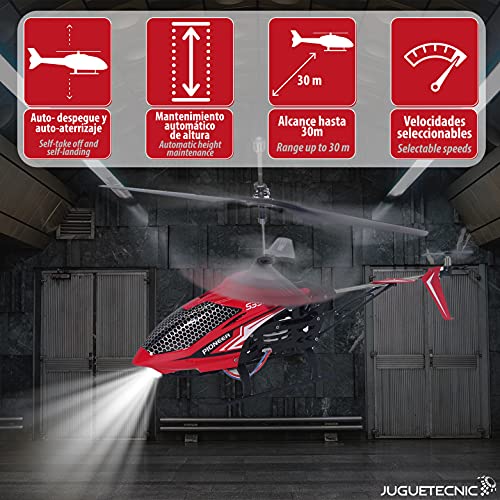 Juguetecnic Helicóptero Teledirigido Eagle 32cm | con Batería y Emisora 2.4 GHz de 3.5 Canales | Vuelo Interior y Exterior | Indestructible iniciación