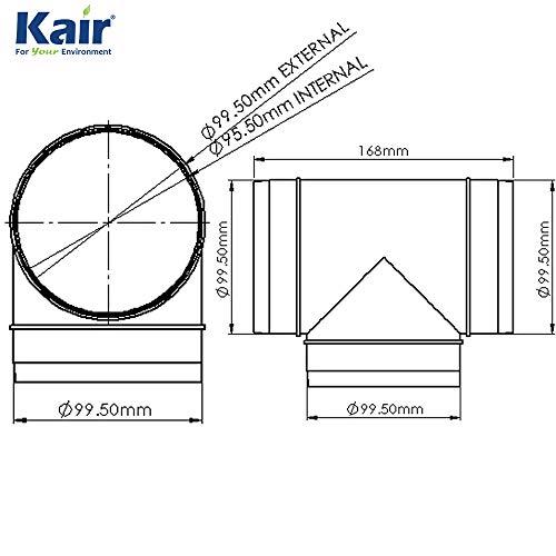 Kair 4 pulgadas / 100mm Conductos Redondos T Pieza - SYS-100 - DUCVKC302