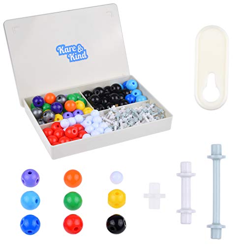 Kare & Kind Kit de Química Orgánica de 240 Piezas Profesores y Estudiantes – 86 Átomos, 153 Enlaces, 1 Herramienta Removedora de Enlaces, Manual de Instrucciones, Caja Plástica de ABS