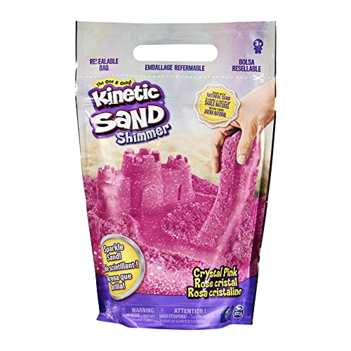 Kinetic Sand - Bolsa de Arena Brillante Totalmente Natural para Aplastar, Mezclar y moldear - Rosa cristalino, 907 g