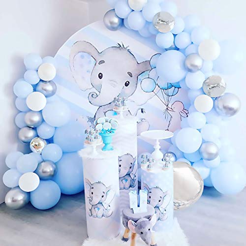 Kit de arco de guirnalda de globos azules, 141 globos blancos y plateados, globos de aluminio 4D, arco de globos azul macaron para niño baby shower, decoraciones de primer cumpleaños