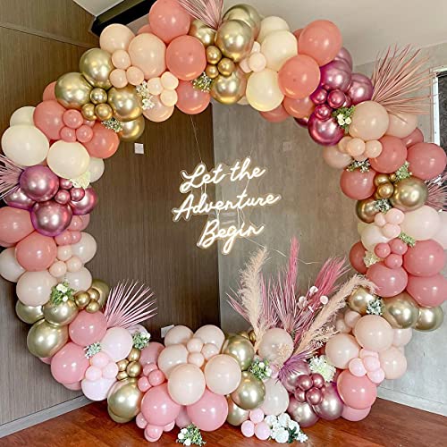 Kit de Guirnaldas con Globos Rosa, 98 Piezas Arco de Globos Rosa y Oro Globos de Cumpleaños, Decoraciones de Fiesta Rosa Blanco Guirnaldas de Globos para Cumpleaños, Baby Shower Niña, Boda Decoracion