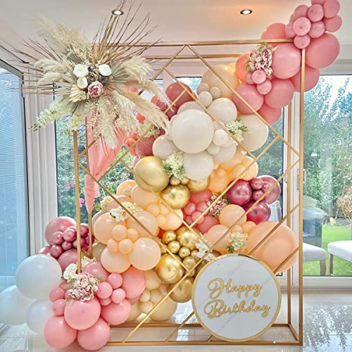 Kit de Guirnaldas con Globos Rosa, 98 Piezas Arco de Globos Rosa y Oro Globos de Cumpleaños, Decoraciones de Fiesta Rosa Blanco Guirnaldas de Globos para Cumpleaños, Baby Shower Niña, Boda Decoracion