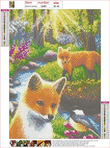 Kit de pintura de diamante 5D para adultos y niños, impresionante Sunny Two Foxes taladro completo DIY Diamond Art Crystal Rhinestone Paint by Diamonds Cross Stitch (Forest Foxes)