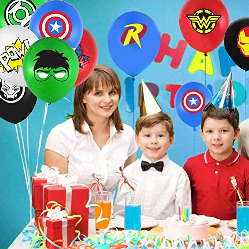 Kit de Suministros de Fiesta de Superhéroe, JPYH Globos de látex de Superhéroes, Kit de decoracion Cumpleaños Superheroes Globos, Superhéroe decoraciones Fiesta Cumpleaños para Niños(32pcs)