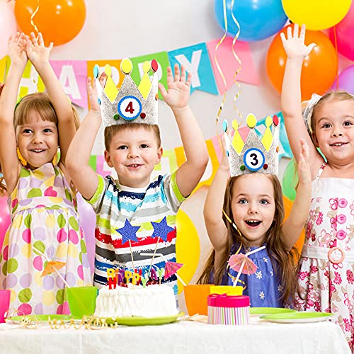 KKSJK Kinder Geburtstagskrone, Auswechselbaren Zahlen Kinderkrone von 1-9 mit Cake Topper deko, Krone aus Stoff zum Geburtsta für Mädchen und Jungs