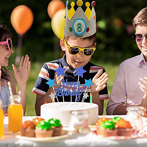 KKSJK Kinder Geburtstagskrone, Auswechselbaren Zahlen Kinderkrone von 1-9 mit Cake Topper deko, Krone aus Stoff zum Geburtsta für Mädchen und Jungs