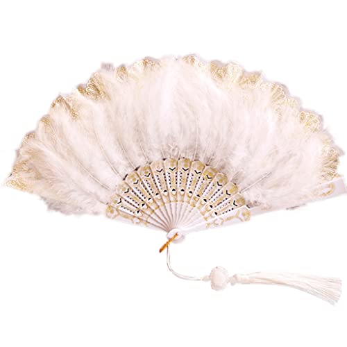 KLOVA 1 Piezas japonés Lolita Negro Blanco Abanico Encaje Flor en Relieve favores de la Boda abanicos de Mano Plegables Abanico Abanico de Plumas para Fiesta de té