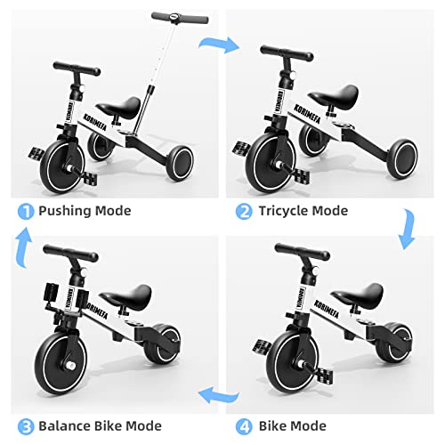 KORIMEFA 3 EN 1 Trciciclo Bicicleta de Equilibrio Triciclo para niños Adecuado para Edades de 1-3 años Certificación CE (Beige)