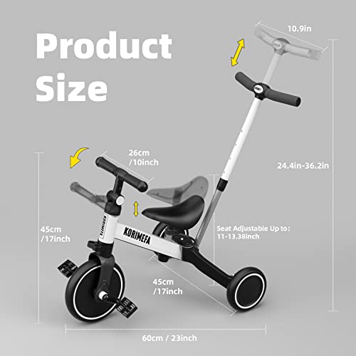 KORIMEFA 3 EN 1 Trciciclo Bicicleta de Equilibrio Triciclo para niños Adecuado para Edades de 1-3 años Certificación CE (Beige)