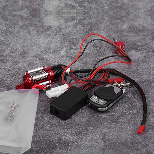 KSTE RC Winch Set, 1/10 Escala RC Modelo Vehículo Crawler Accesorio para coche Winch de metal con control remoto