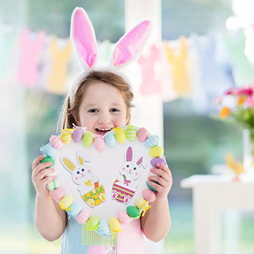 LAMEK 12 Kits de Manualidades de Conejos para Niños Pascua Decoración Creativas Elaboración de Juego con Piezas de Espuma Mix & Match Decoración Colgante para Pascua Primavera Cumpleaños