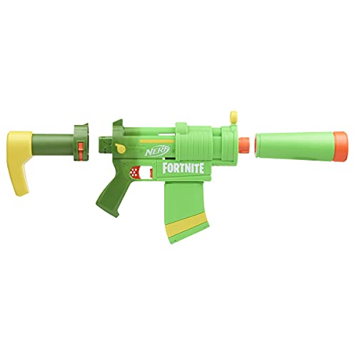 Lanzador SMG-Zesty con Dardos Elite de Nerf Fortnite - Culata, cañón y Clip de 10 Dardos Desmontables, 10 Dardos Nerf Elite