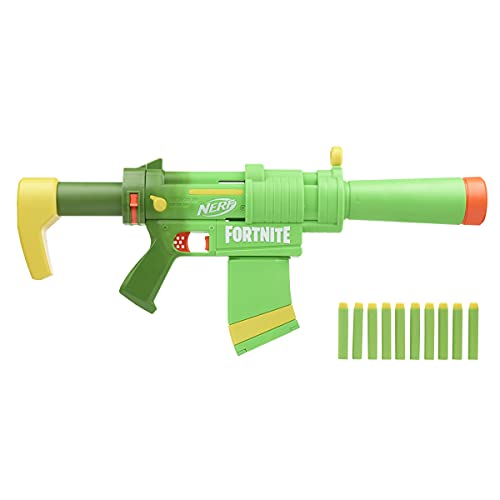 Lanzador SMG-Zesty con Dardos Elite de Nerf Fortnite - Culata, cañón y Clip de 10 Dardos Desmontables, 10 Dardos Nerf Elite